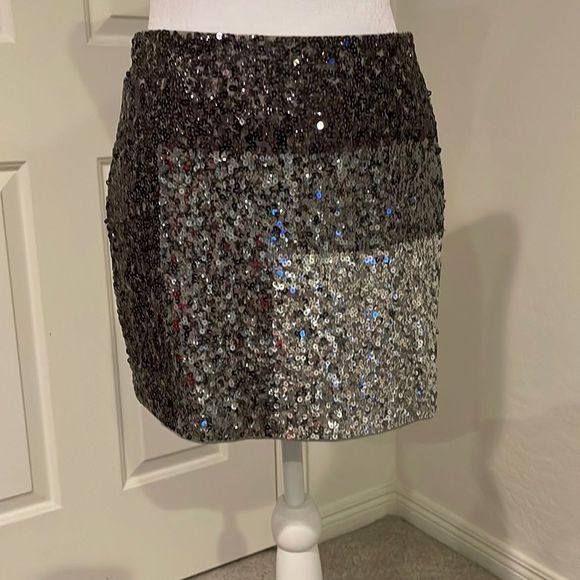 Patriotic Sequin Color Block Bodycon Mini Skirt main image 0